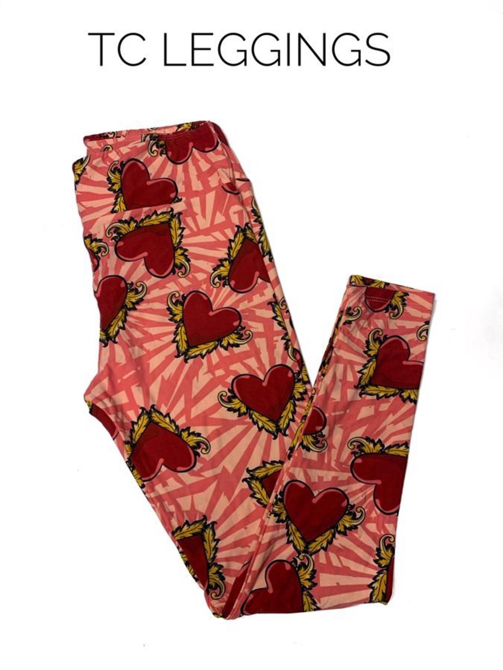 LuLaRoe TC Leggings Pink & Red Heart Print